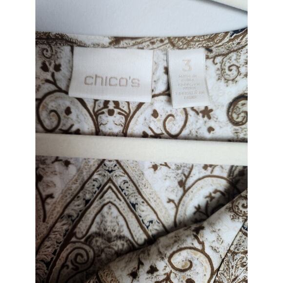 Chicos Precious Medallion Louise Peasant Top Size 3 XL Boho Tassel satin sheer - Picture 4 of 6